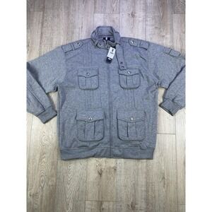 B Street Motorcycle Style Military Long Sleeve Gray Full zip Men 3XL‎ Jacket